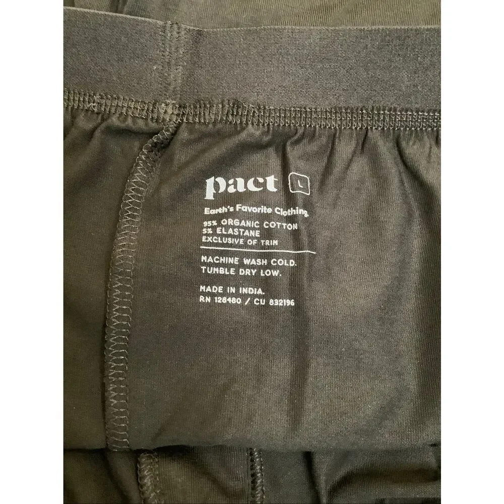 Pact Men's Large Black 3-Pack Organic Everyday Knit Boxer Shorts A20-17